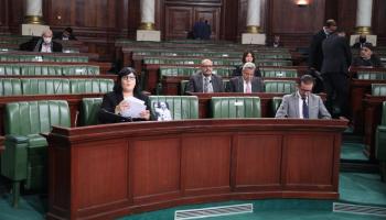 عبير موسي خلال جلسة برلمانية