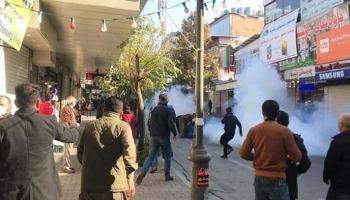 جانب من المواجهات التي شهدتها مظاهرات السليمانية 