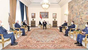 جانب من لقاء السيسي ووزيرا خارجة الأردن وفلسطين