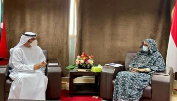 جانب من لقاء إلهام إبراهيم وحمد الجنيبي