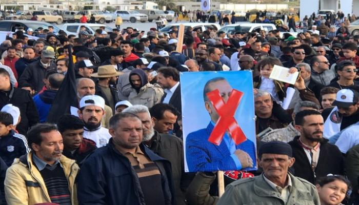 جانب من المظاهرات الليبية ضد التدخل التركي 