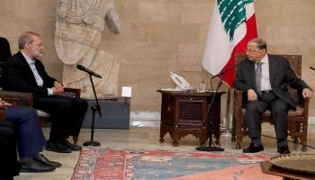 علي لاريجاني خلال لقاء الرئيس عون
