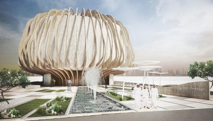 جناح عمان المستلهم تصميمه من شجرة "اللبان"