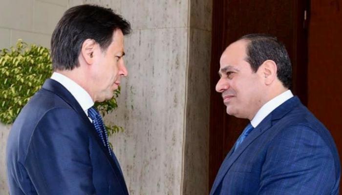 الرئيس المصري ورئيس وزراء إيطاليا في لقاء سابق