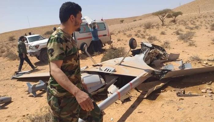 حطام الطائرة التركية المسيرة في بني وليد