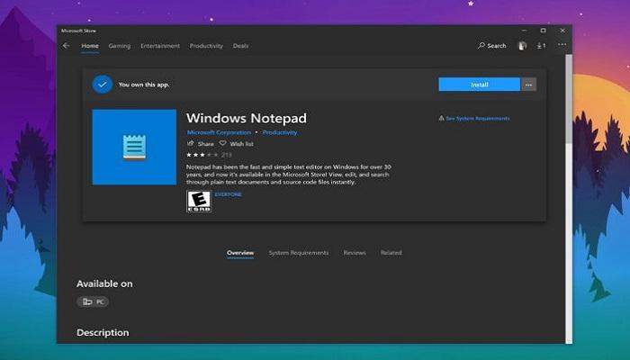 تطبيق Notepad