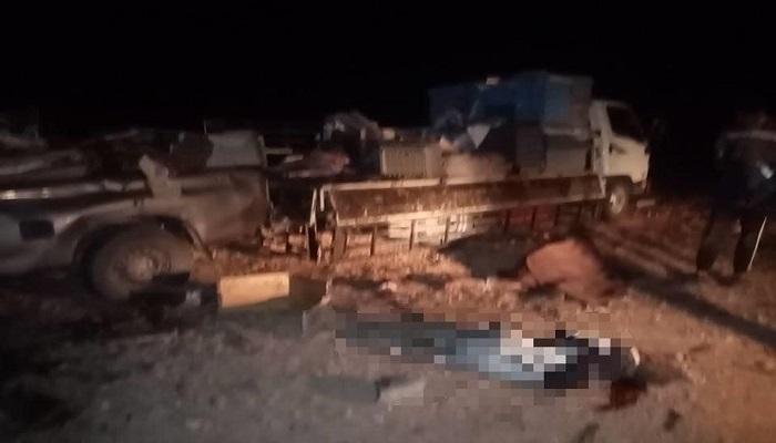 صورة لموقع القصف التركي لسيارة مدنية في ليبيا - أرشيفية