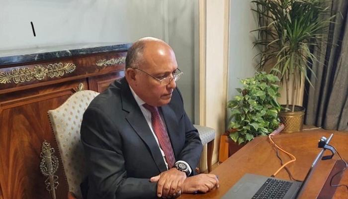وزير الخارجية المصري سامح شكري، خلال مشاركته في مؤتمر مانحي اليمن