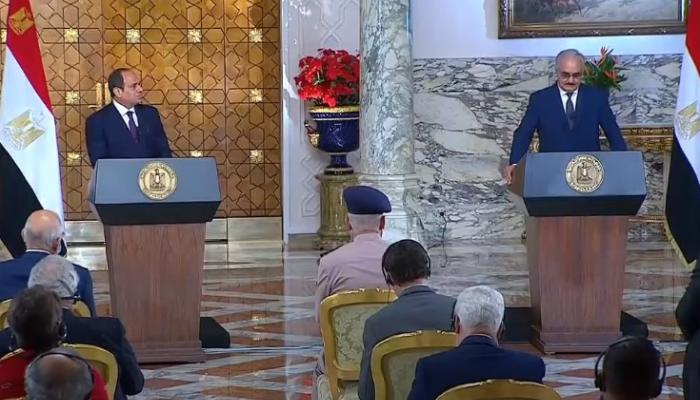 مؤتمر صحفي ثلاثي للسيسي وحفتر وعقيلة بالقاهرة