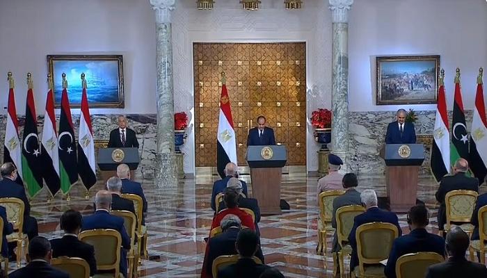 مؤتمر صحفي ثلاثي للسيسي وحفتر وعقيلة بالقاهرة