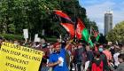 تظاهرات افغان‌ها در مقابل سفارت ایران در لندن: عدالت می‌خواهیم