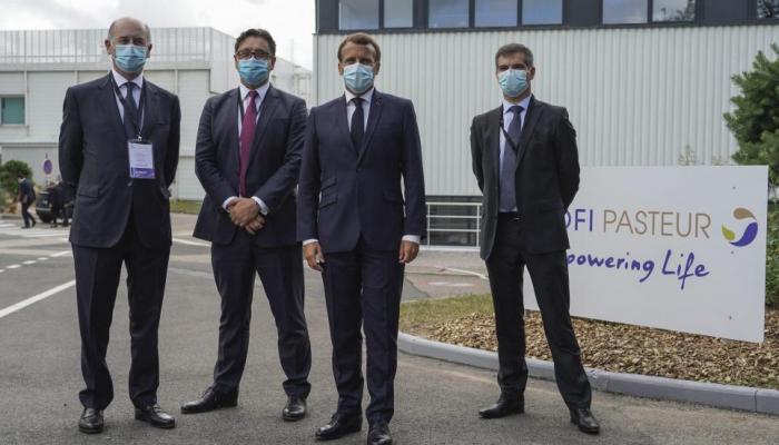 macron lors sa visit Sanofi- AFP.