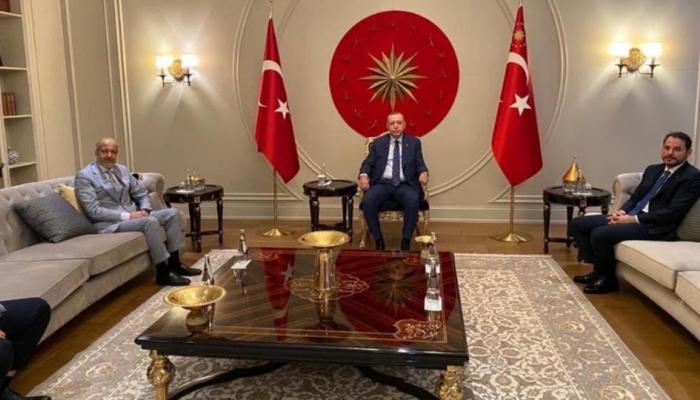 أردوغان خلال لقاء محافظ البنك المركزي الليبي في أنقرة