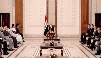 الرئيس العراقي خلال الاجتماع مع السفراء العرب 