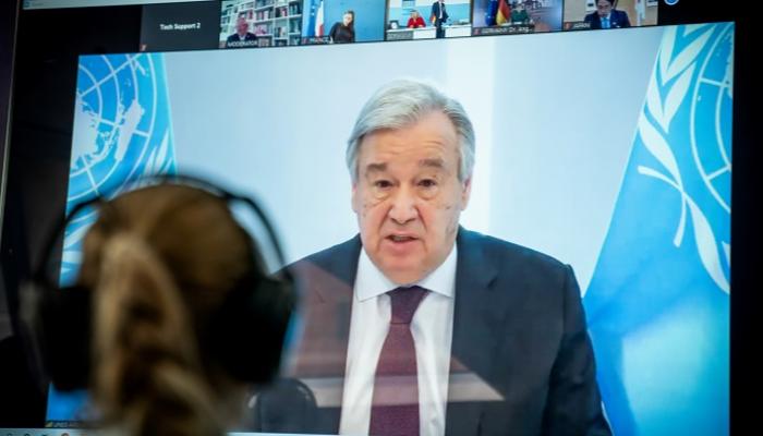 الأمين العام للأمم المتحدة أنطونيو جوتيريس خلال إلقاء كلمته - رويترز