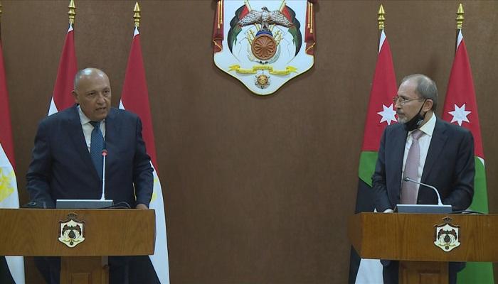 وزير الخارجية المصري ونظيره الأردني خلال المؤتمر