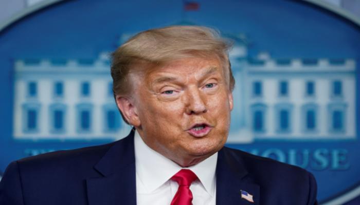 جانب من المؤتمر الصحفي للرئيس الأمريكي دونالد ترامب