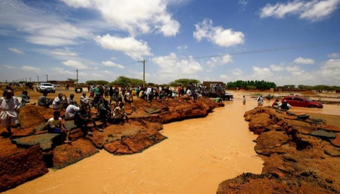 آثار السيول على إحدى المناطق السودانية