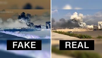 الصورة الحقيقية والمفبركة لانفجار بيروت - سي إن إن