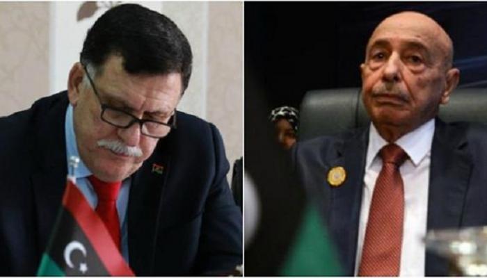رئيس حكومة الوفاق فايز السراج ورئيس البرلمان الليبي عقيلة صالح