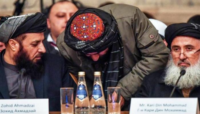 وفد لطالبان خلال إحدى جلسات محادثات السلام - أرشيفية