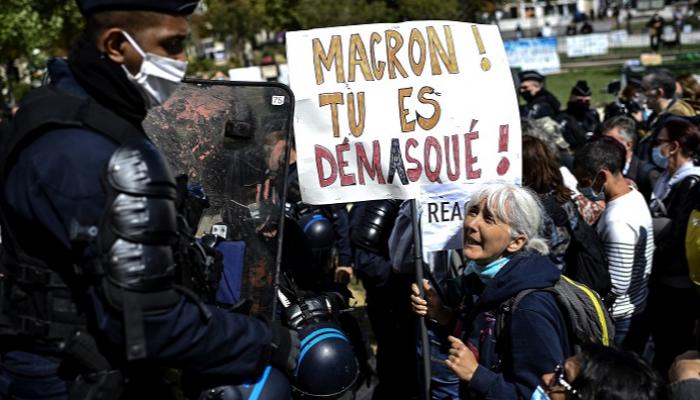جانب من المظاهرات التي شهدتها باريس ضد إجراءات كورونا - الفرنسية