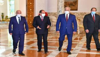 السيسي وعقيلة صالح وحفتر  وعباس كامل