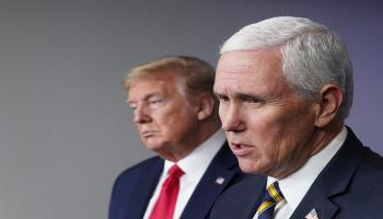 الرئيس الأمريكي دونالد ترامب ونائبه مايك بنس- أ ف ب