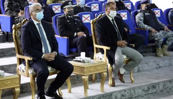 وزير الداخلية باشاغا خلال حفل إطلاق الغرفة الأمنية العليا.