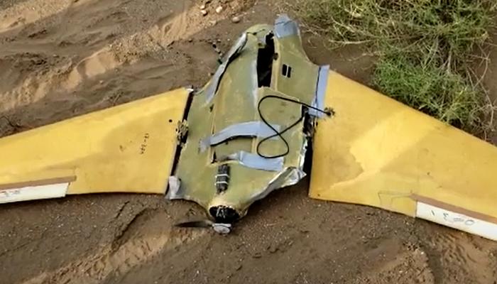 طائرة حوثية أسقطها التحالف في وقت سابق