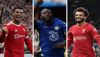 محمد صلاح وروميلو لوكاكو وكريستيانو رونالدو