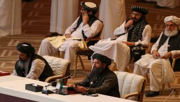 جانب من محادثات وفد طالبان مع الولايات المتحدة- أرشيفية