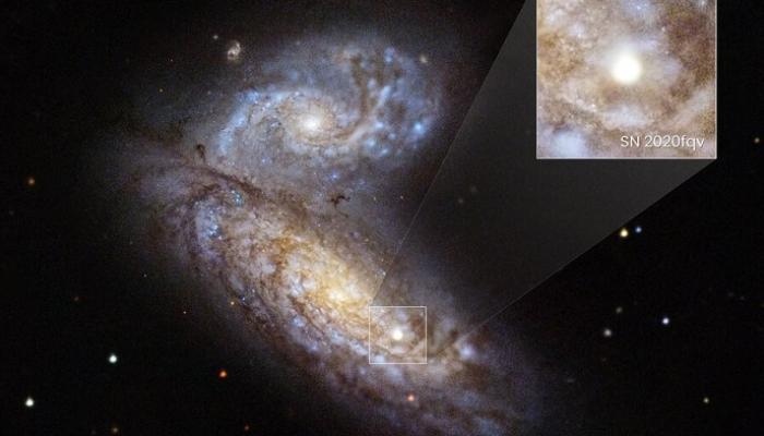 شهد علماء الفلك مؤخرًا انفجار سوبر نوفا SN 2020fqv داخل مجرات الفراشة المتفاعلة