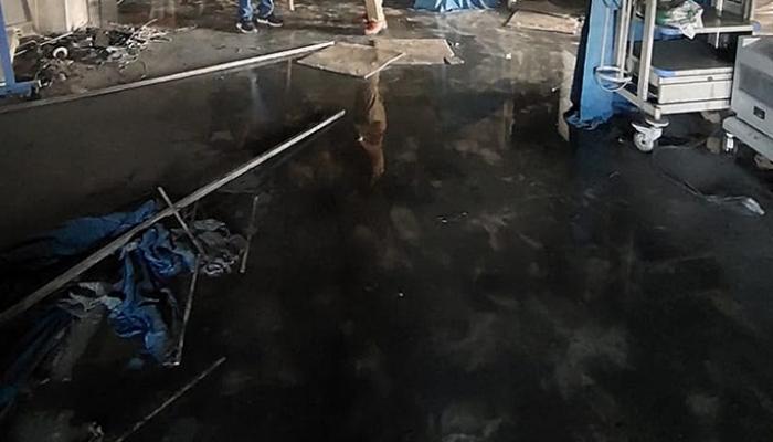 بعض آثار الحريق بالمستشفى
