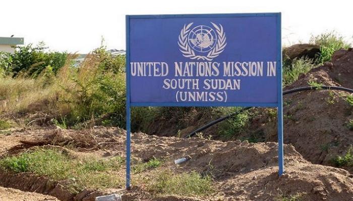 لافتة لمنظمة الأمم المتحدة في جنوب السودان