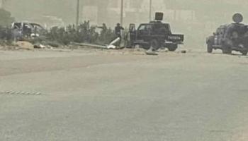 صورة لموكب باشاغا بعد تعرضه لإطلاق النار