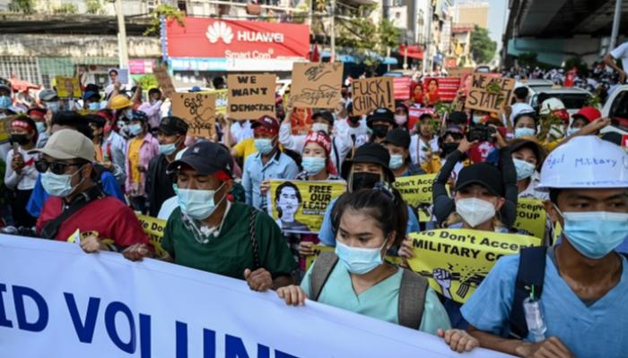 جانب من المظاهرات المناهضة للانقلاب في ميانمار - أ.ف.ب