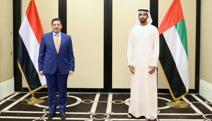 جانب من لقاء الشيخ شخبوط بن نهيان بن مبارك آل نهيان ووزير خارجية اليمن