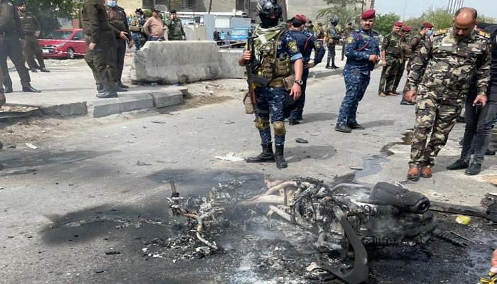 آثار انفجار الدراجة البخارية في بغداد - وسائل إعلام عراقية