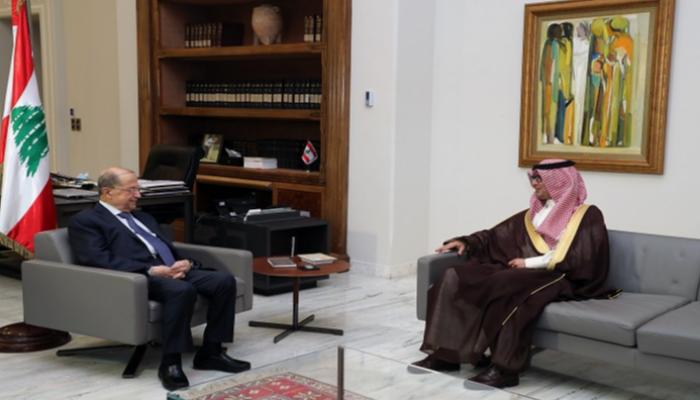  السفير السعودي وليد البخاري والرئيس اللبناني ميشال عون
