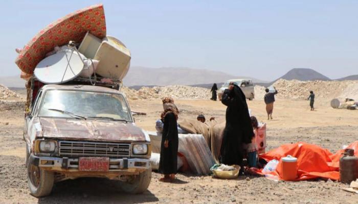 جانب من النزوح المتجدد للعائلات في مخيمات مأرب