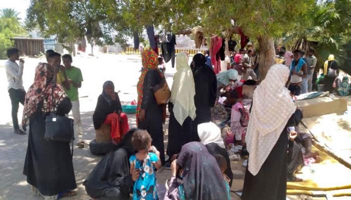 جانب من اعتصام المهاجرين الأفارقة في عدن