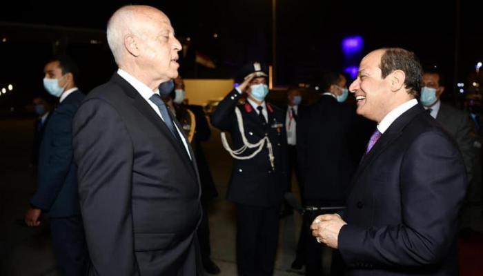 الرئيس المصري عبدالفتاح السيسي يودع نظيره التونسي