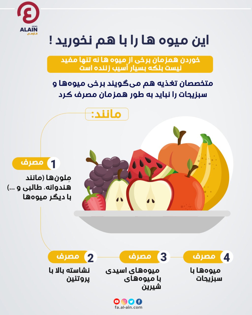 اینفوگرافیک | این میوه ها را با هم نخورید !