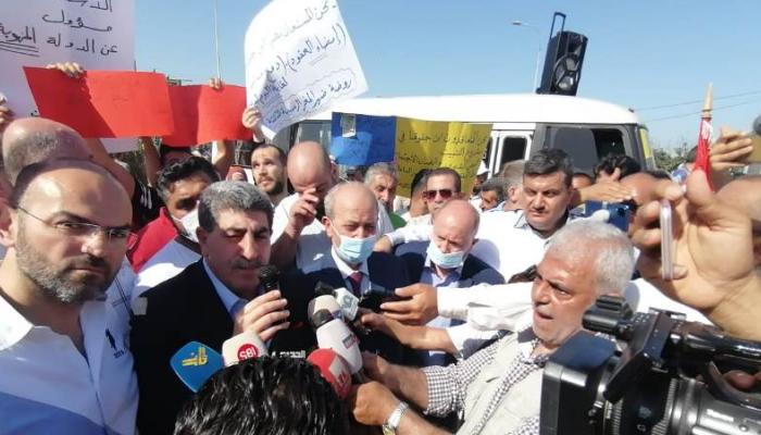 جانب من تحرك الاتحاد العمالي العام في مدينة طرابلس