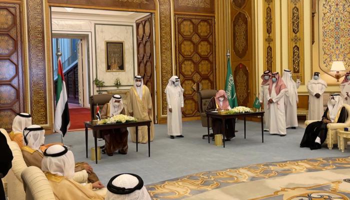 مراسم توقيع اتفاق تأسيس جمعية الصداقة البرلمانية بين الإمارات والسعودية 