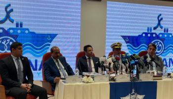 جانب من وقائع المؤتمر الصحفي لقناة السويس