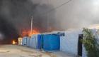 صور.. حريق ضخم في مخيم للنازحين الأيزيديين بالعراق
