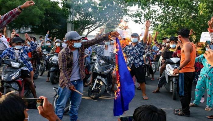 جانب من المظاهرات التي تشهدها ميانمار ضد المجلس العسكري- رويترز