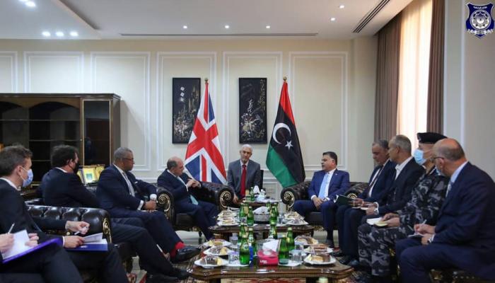جانب من لقاء خالد مازن بالوزيرين البريطانيين (داخلية ليبيا)